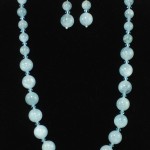 Aquamarine necklace and ear rings with Swarovsky crystal