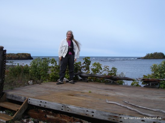 Ellen at her Lake Superior backyard