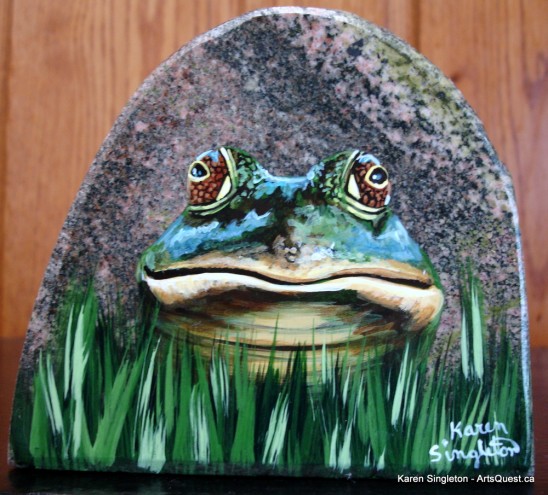 arts-quest-karen-singleton-rock-painting-frog