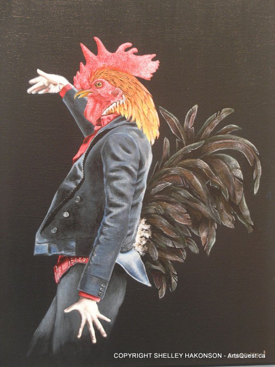 Part of the Zoomorphic Series - “Since Chuck got the big promotion, he's been the Cock of the Walk", said Bob enviously... "but just wait until he finds out about that wife of his...”